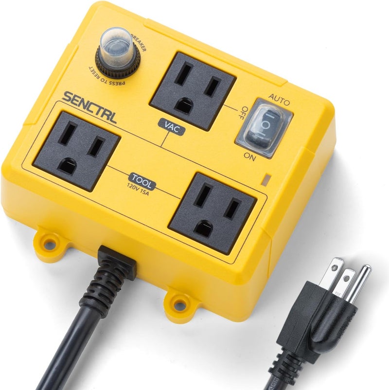 senctrl Automatic Vacuum Switch for Power Tools to Turn Dust Collector On and Off Automatically, Auto Switch for Woodworking Table Saw, Delay Shut Off Shop Vac, Safety Overload Circuit Breaker - Image 1